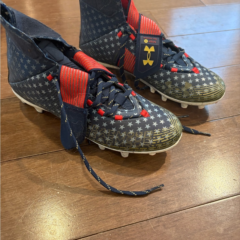 Under Armour Red and Blue Athletic Shoes High-Top Design